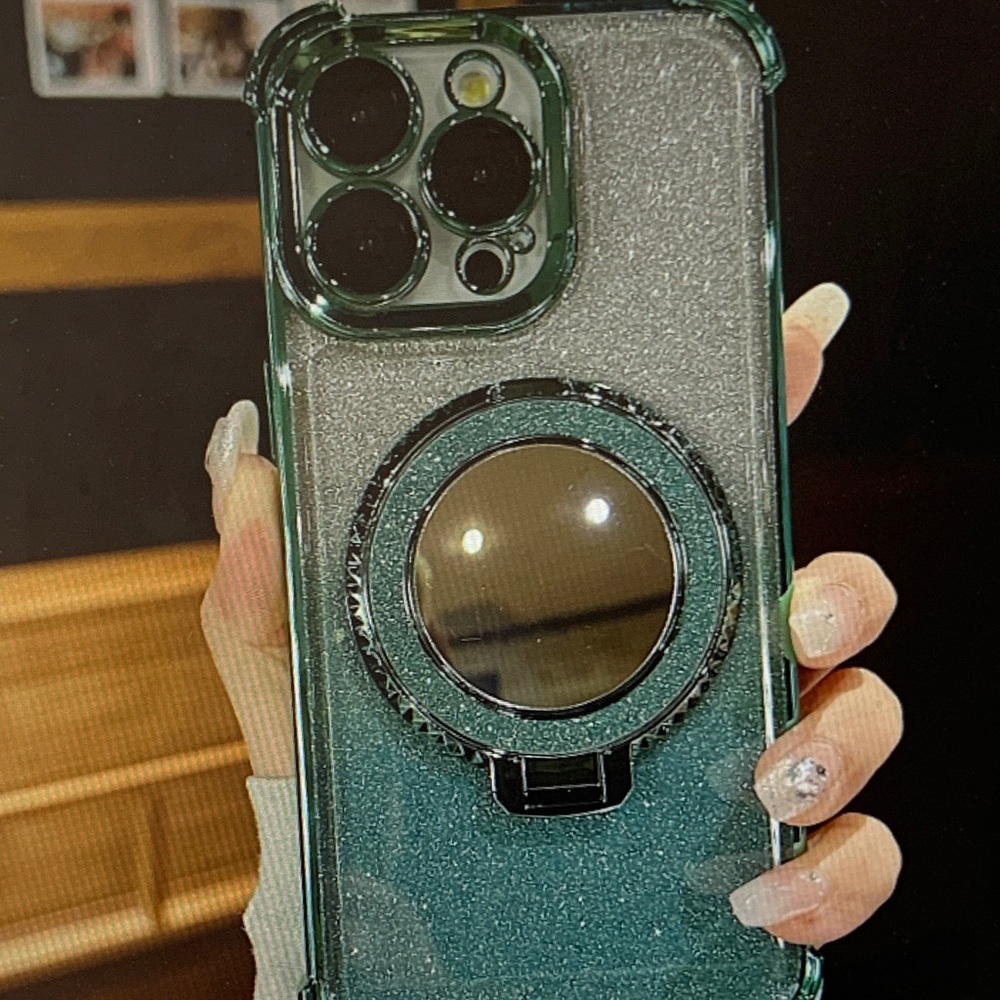 Green and Silver Phone Case with Ring Holder
